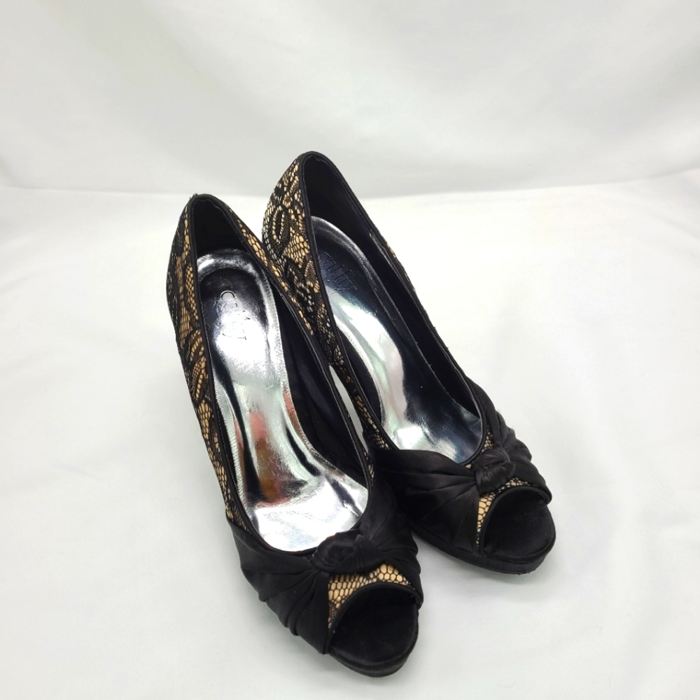 Cathy by Cathy Jean Black Lace Heels, 8